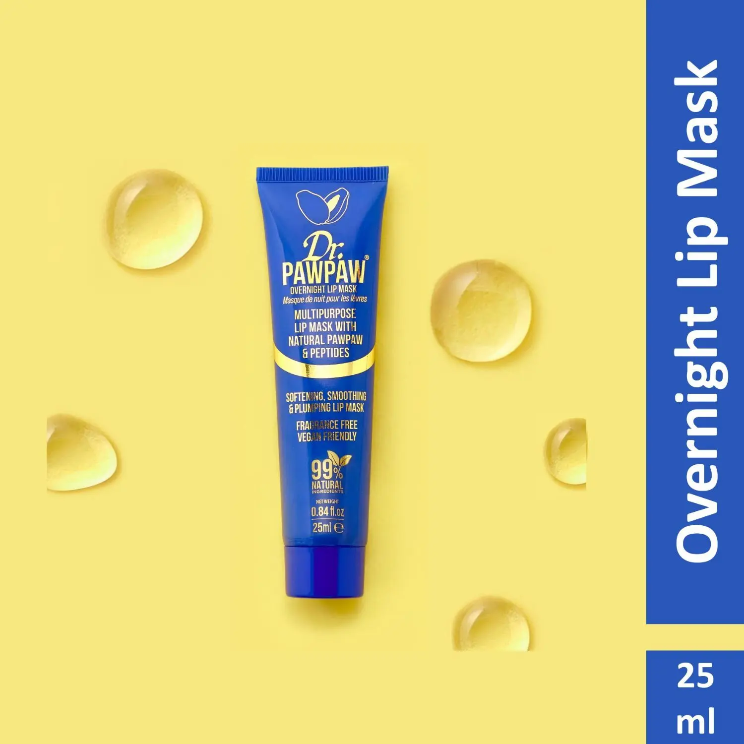 Dr.PAWPAW Overnight Lip Mask (25 ml)| No Fragrance Balm, For Lips, Skin, Hair, Cuticles, Nails, and Beauty Finishing