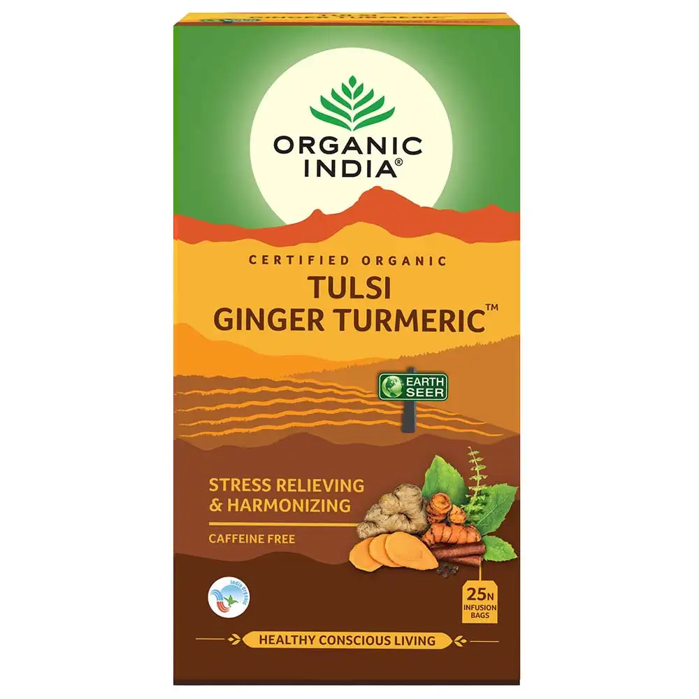 Organic India Tulsi Ginger Turmeric,  Unflavoured  25 Piece(s)/Pack