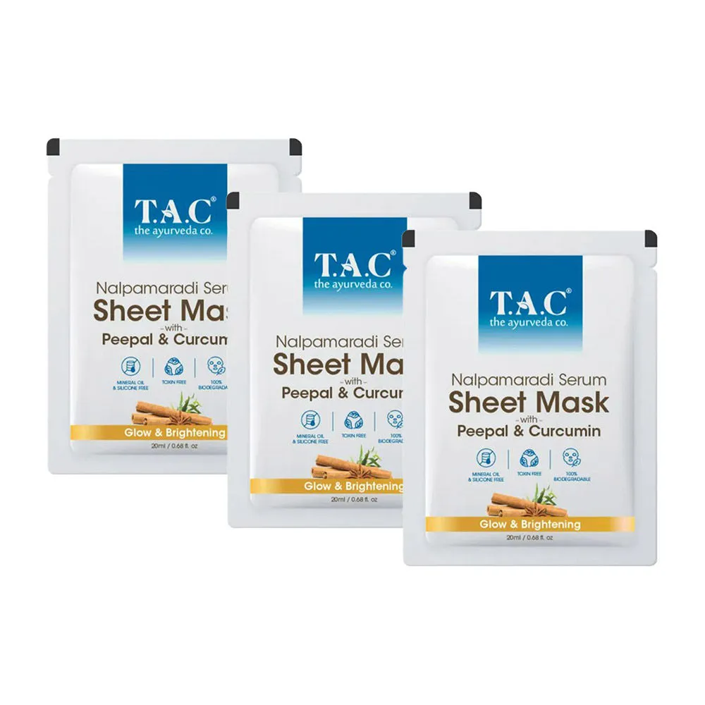 TAC - The Ayurveda Co. Nalpamaradi Face Serum Sheet Mask - Pack Of 3