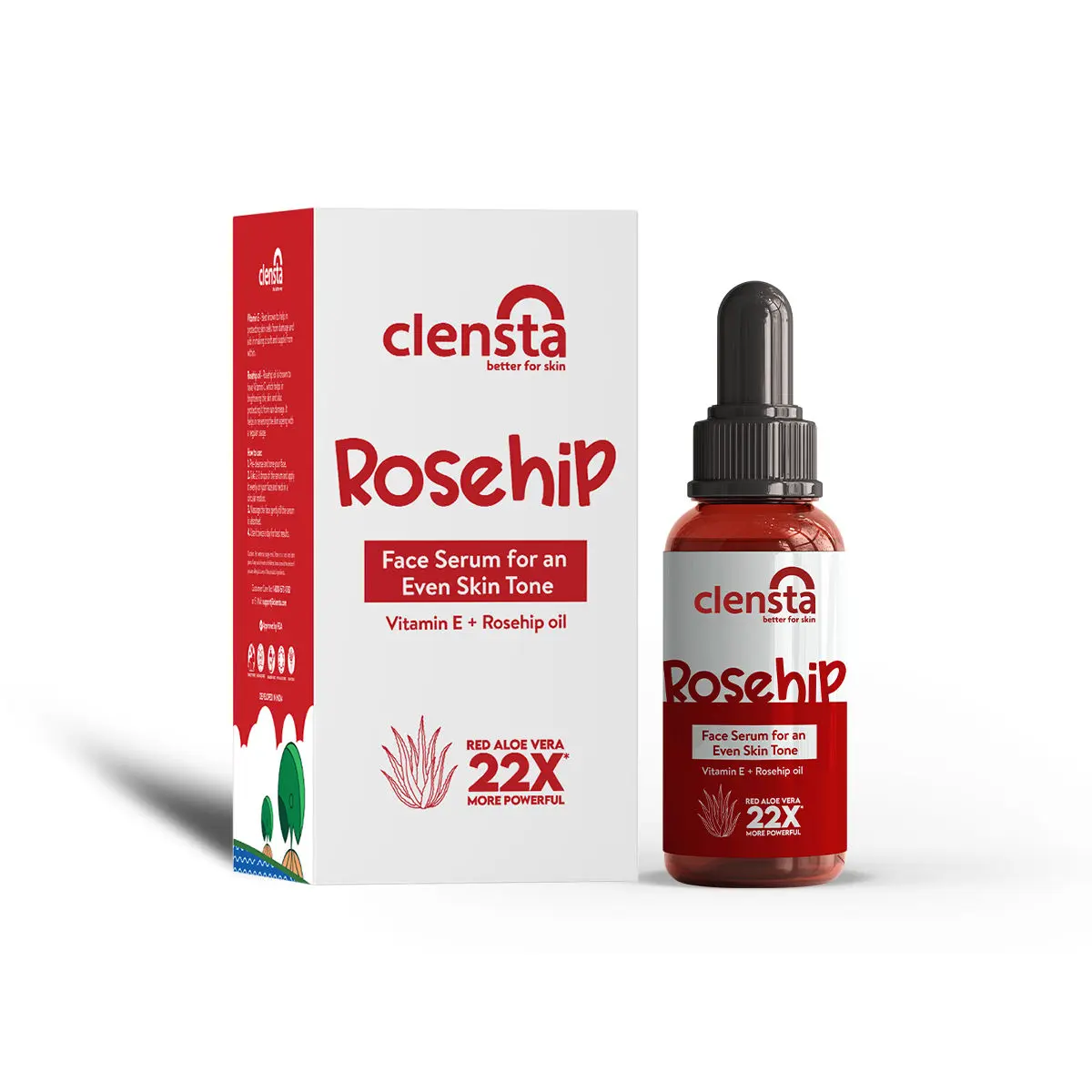 Clensta Rosehip Face Serum| 10ml| Vitamin E and Fresh Rosehips| Light Face Serum| Skin Glow and Nourishment| Improves Skin Tone and Texture | For All Men & Women