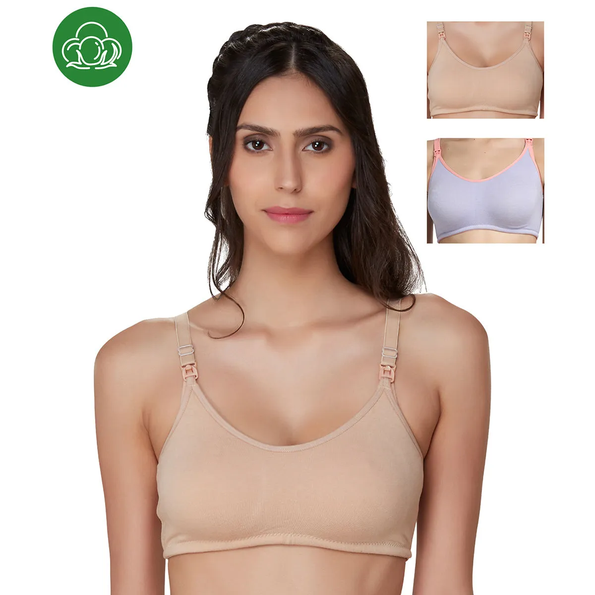 Inner Sense Organic Antimicrobial Soft Nursing Bra Pack of 3 - Multi-Color