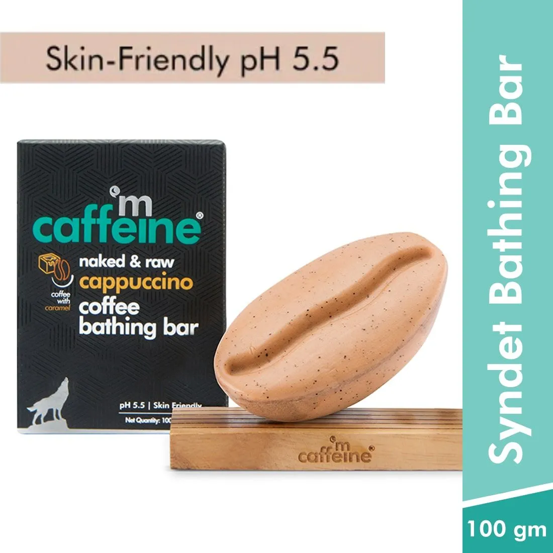 MCaffeine Cappuccino Coffee Bathing Bar - pH 5.5 Soap Free Syndet Bar with Caramel for Skin Polishing