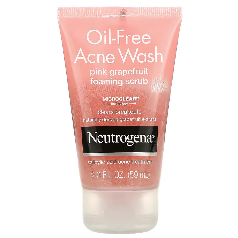 Oil-Free Acne Wash, Pink Grapefruit Foaming Scrub, 2 fl oz (59 ml)