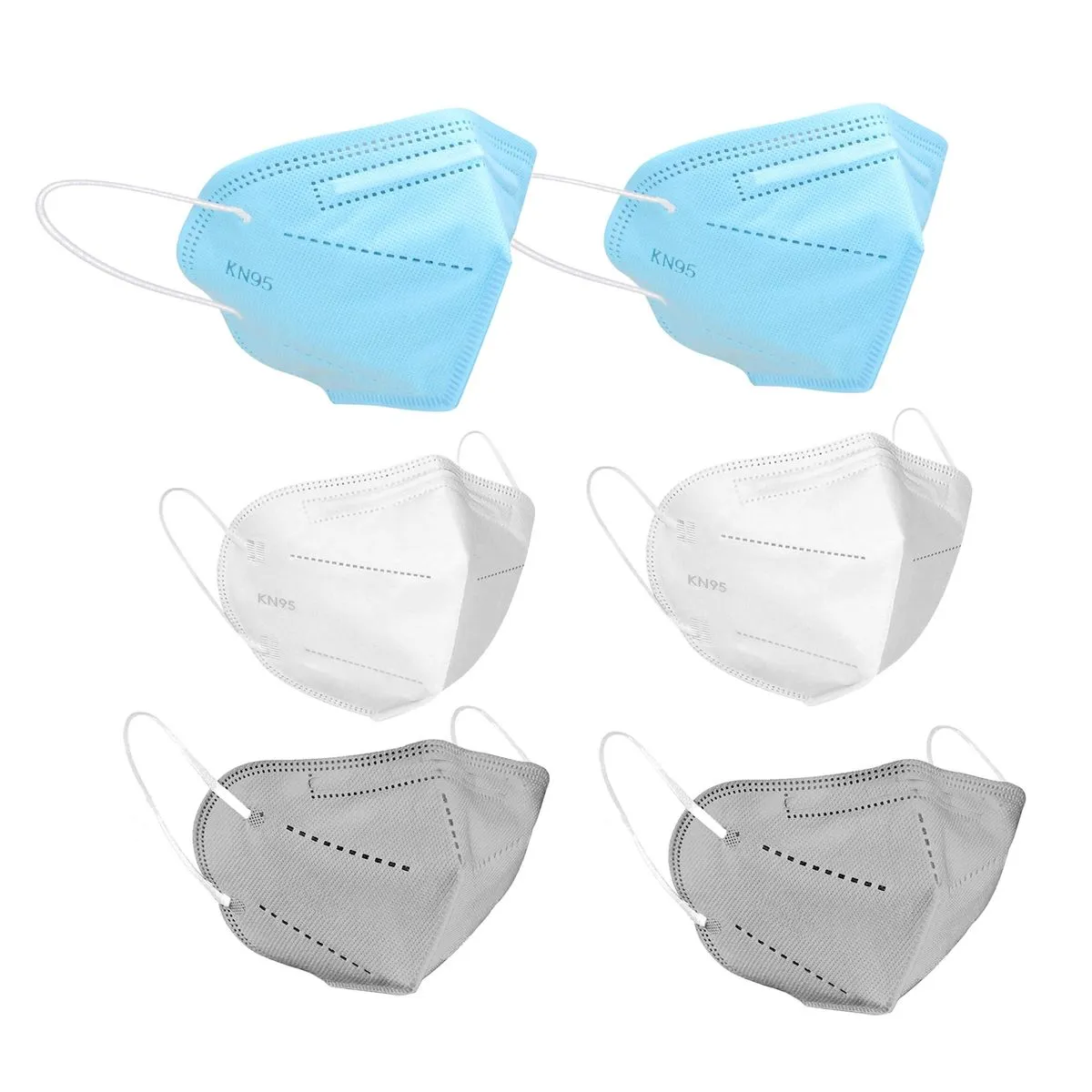 OOMPH Pack Of 6 Kn95/n95 Anti-pollution Reusable 5 Layer Mask Color: Blue,grey,white