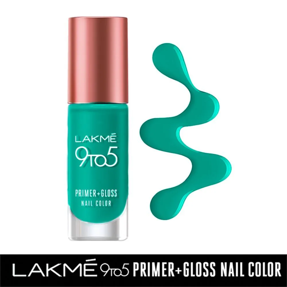 Lakme 9 To 5 Primer + Gloss Nail Colour - Turquoise Wave