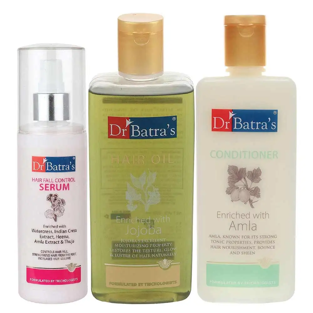 Dr Batra's Hair Fall Control Serum-125 ml, Conditioner - 200 ml & Hair Oil - 200 ml Combo,  3 Piece(s)/Pack  Hair Care