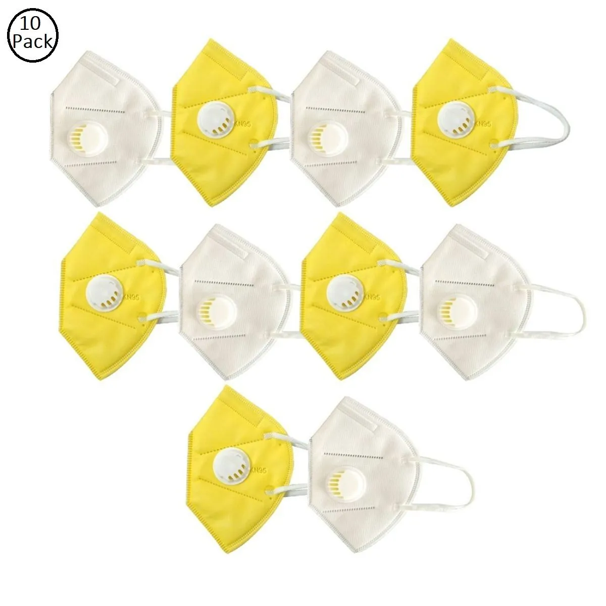 Fabula Pack Of 10 Anti-Pollution Reusable 5 Layer Mask - White Yellow