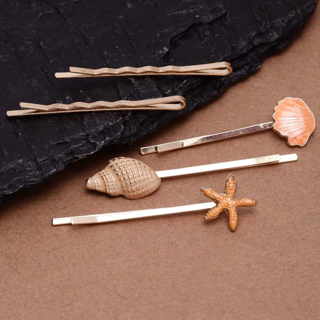 Ferosh Coral Shell Hairpins - Set Of 5