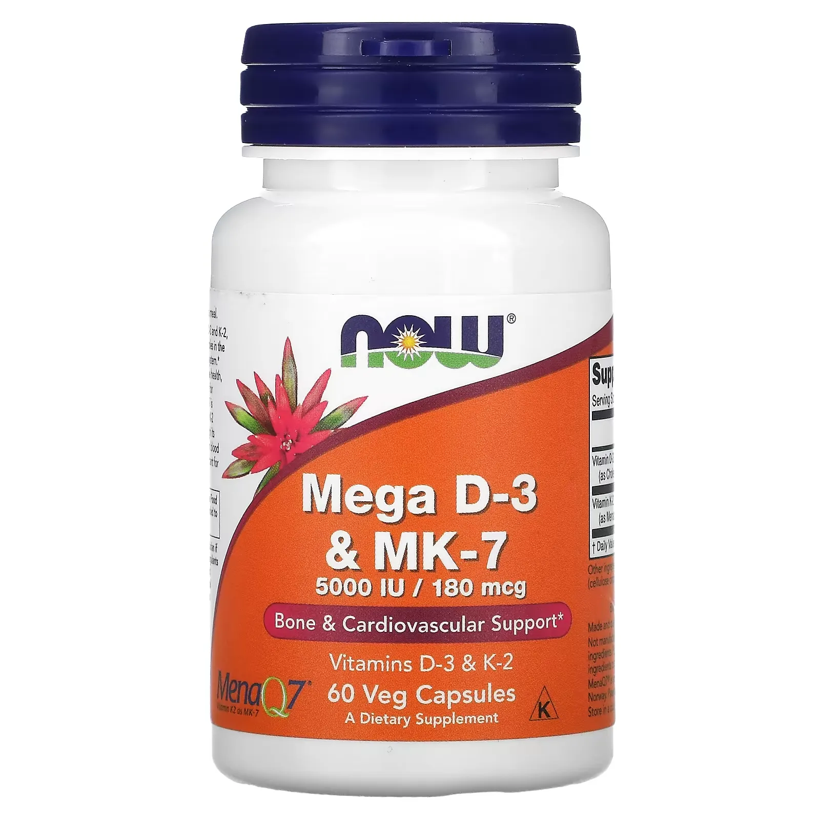 Mega D-3 & MK-7, 180 mcg (5,000 IU), 60 Veg Capsules