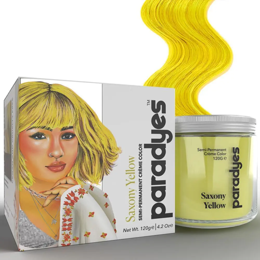 Paradyes Ammonia Free Saxony Yellow Semi-permanent Hair Color jar only (120 g)