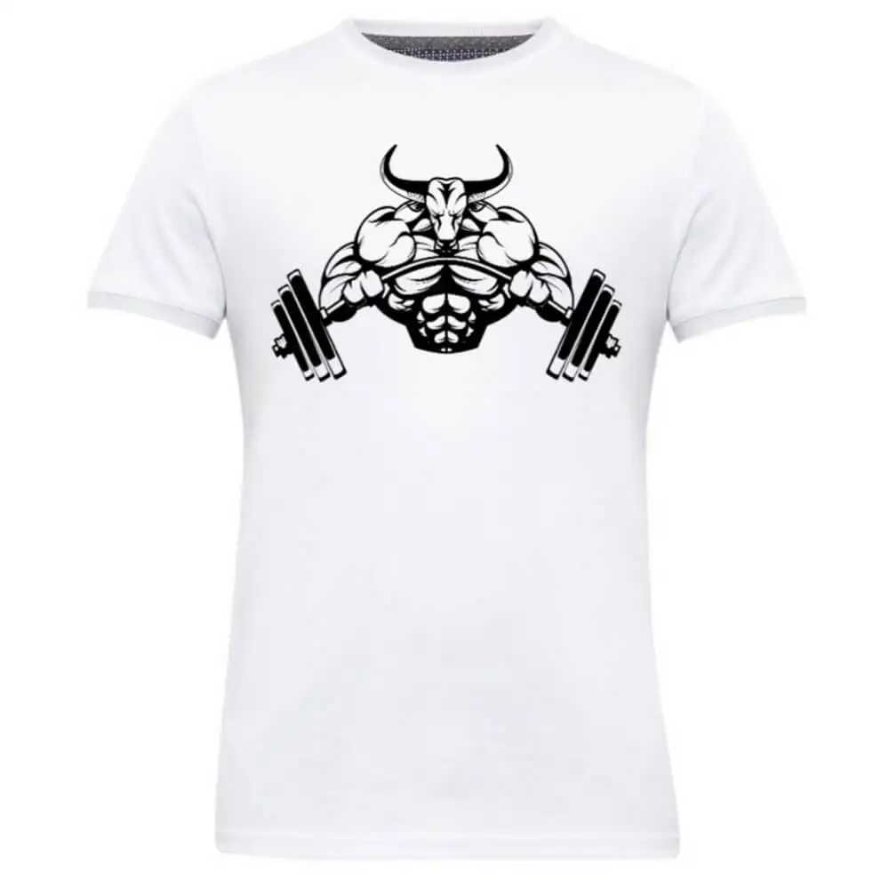 Gym Brute Bull T-Shirt,  White  Medium