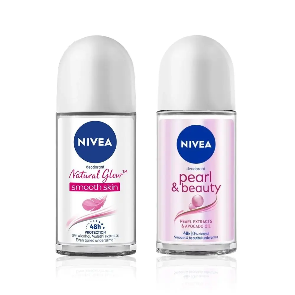 NIVEA Natural Glow Smooth Skin + Pearl & Beauty Roll On Duo (50ml+50ml)