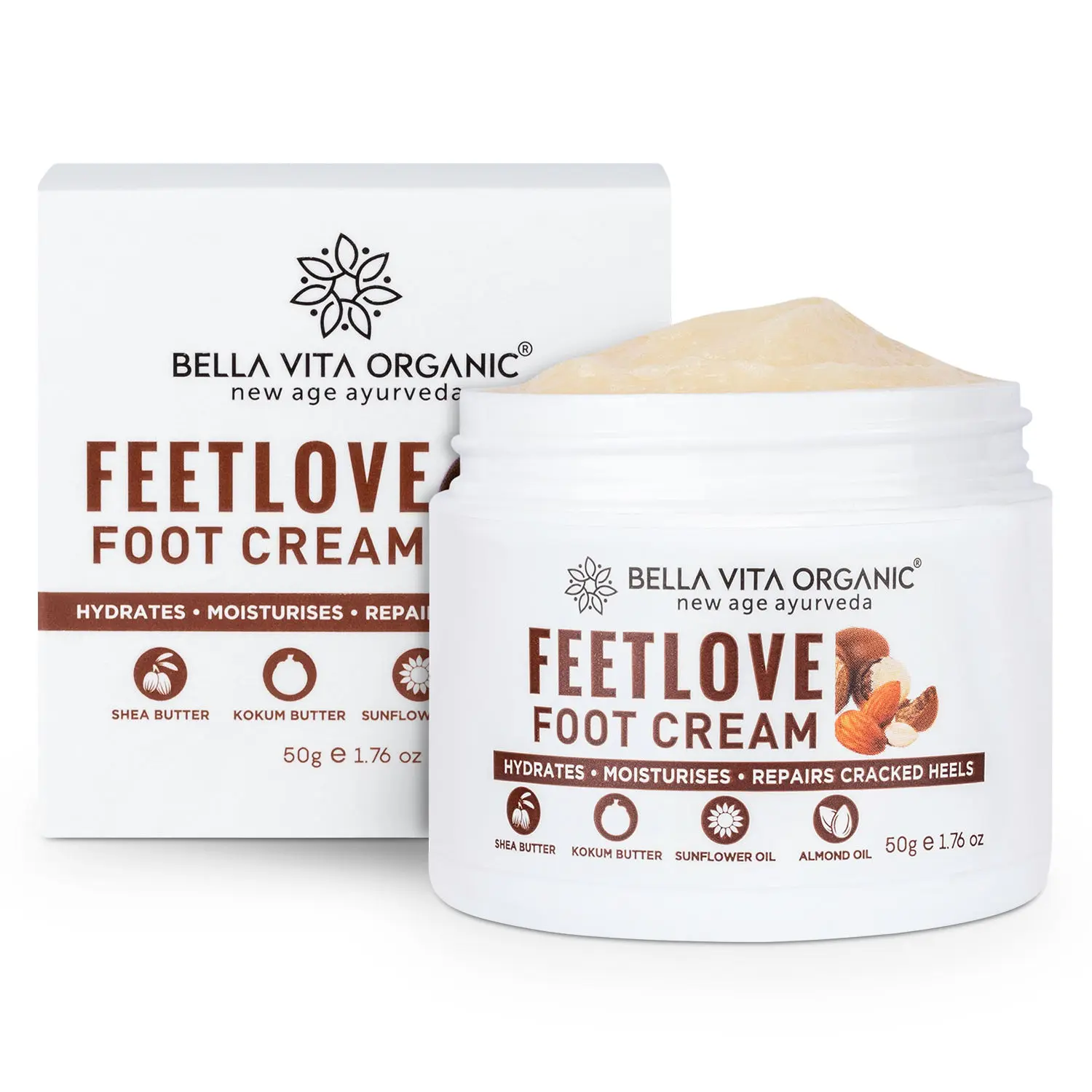 Bella Vita Organic Feet Love Foot Cream for Hydrating, Moisturizing and Repairing of Cracked Heels 50 gm