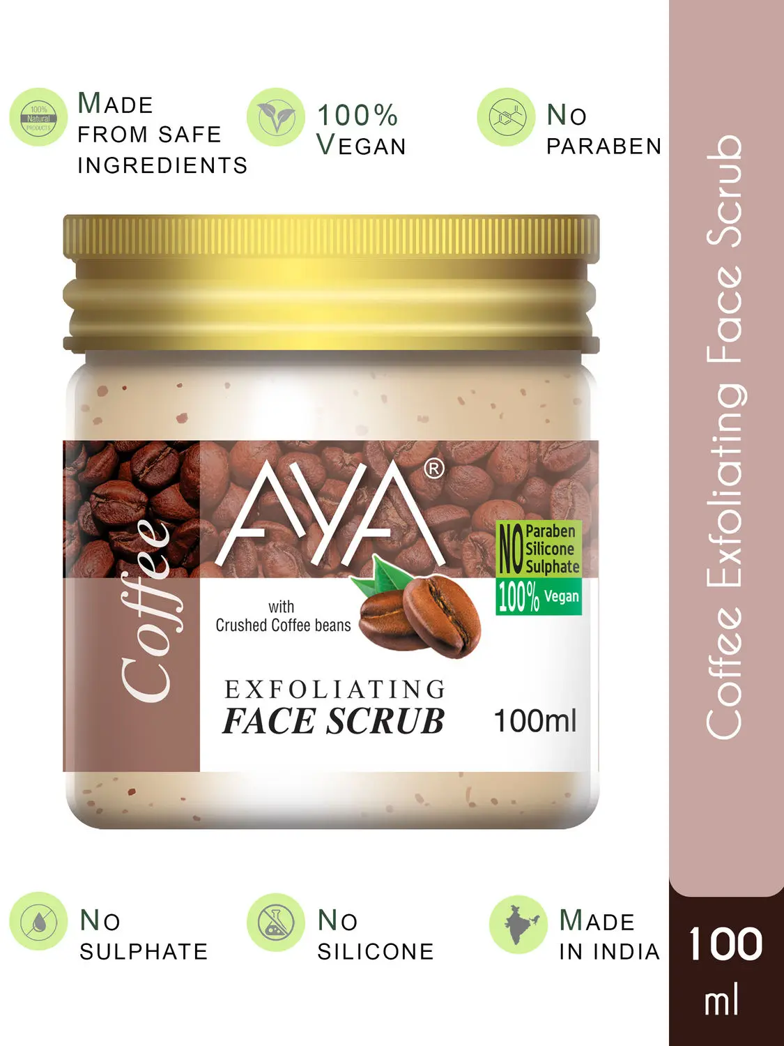 AYA Coffee Exfoliating Face Scrub, 100 ml | No Paraben, No Silicone, No Sulphate |