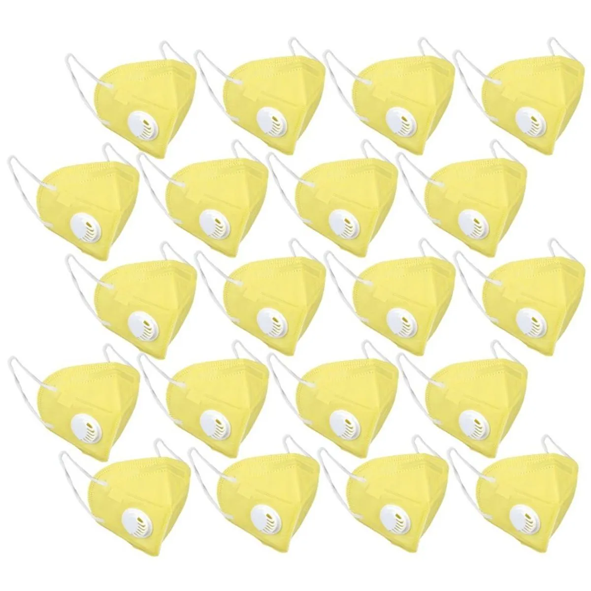 Fabula Pack of 20 Anti-Pollution Reusable 5 Layer Mask - Yellow