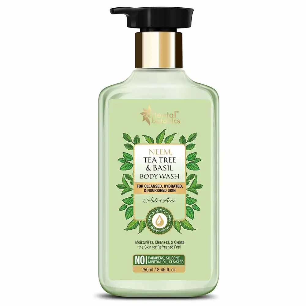 Oriental Botanics Neem Tea Tree & Basil Body Wash,  250 ml  for Cleansed Hydrated & Nourished Skin