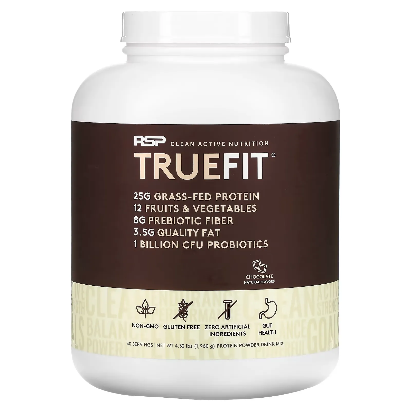 TrueFit, Grass-Fed Whey Protein Shake with Fruits & Vegetables, Chocolate, 4.32 lbs (1.960 kg)