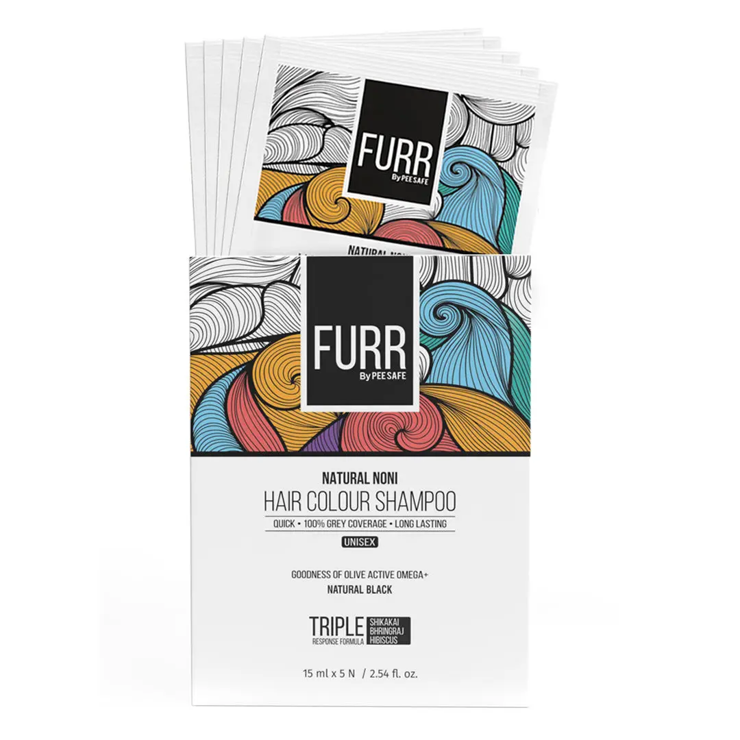 FURR By Pee Safe Natural Noni Hair Colour Shampoo | Pack Of 5 Sachets