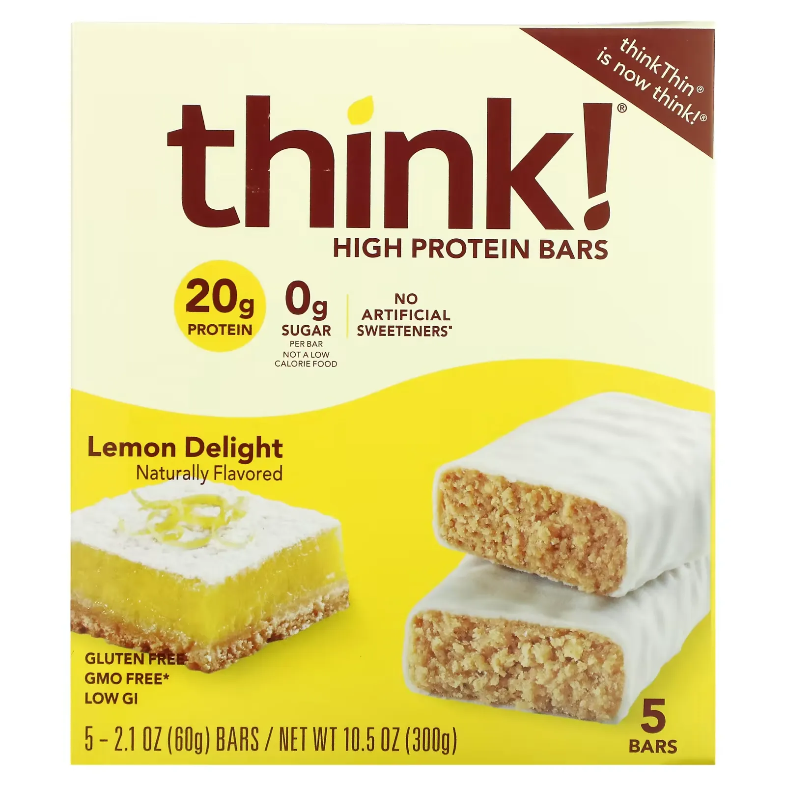 High Protein Bars, Lemon Delight, 5 Bars, 2.1 oz (60 g) Each