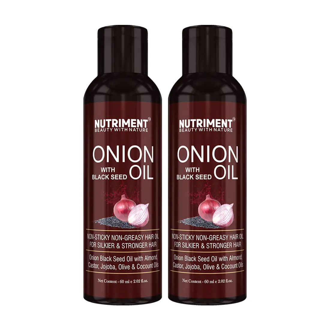 Nutriment Red Onion Black Seed Hair Oil - 60ml Each (Pack of 2)