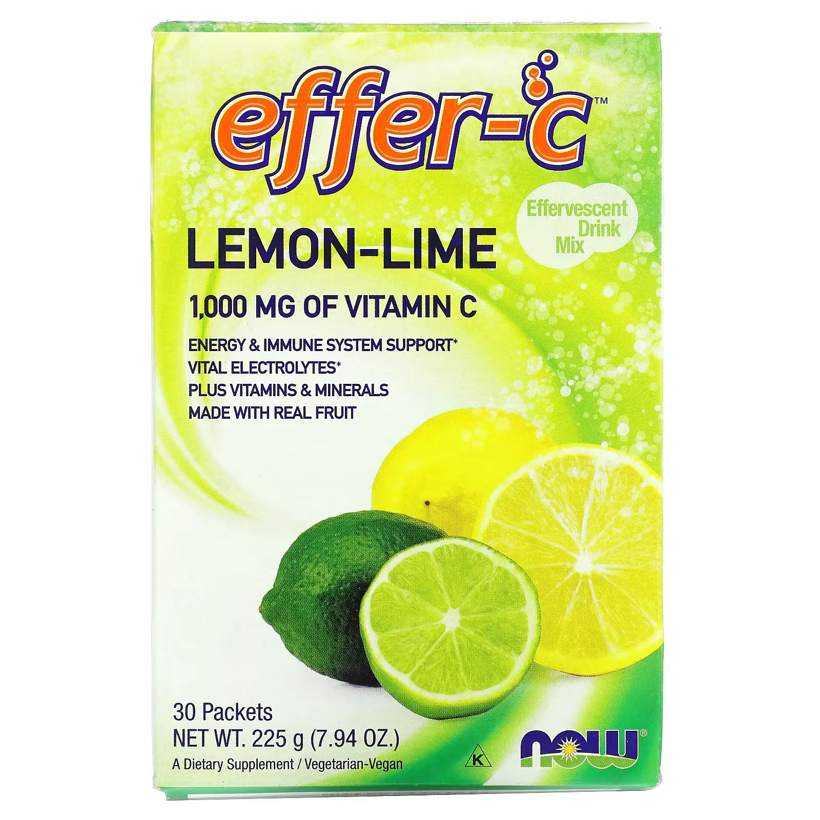 Effer-C, Effervescent Drink Mix, Lemon-Lime, 1,000 mg, 30 Packets, (7.5 g) Each