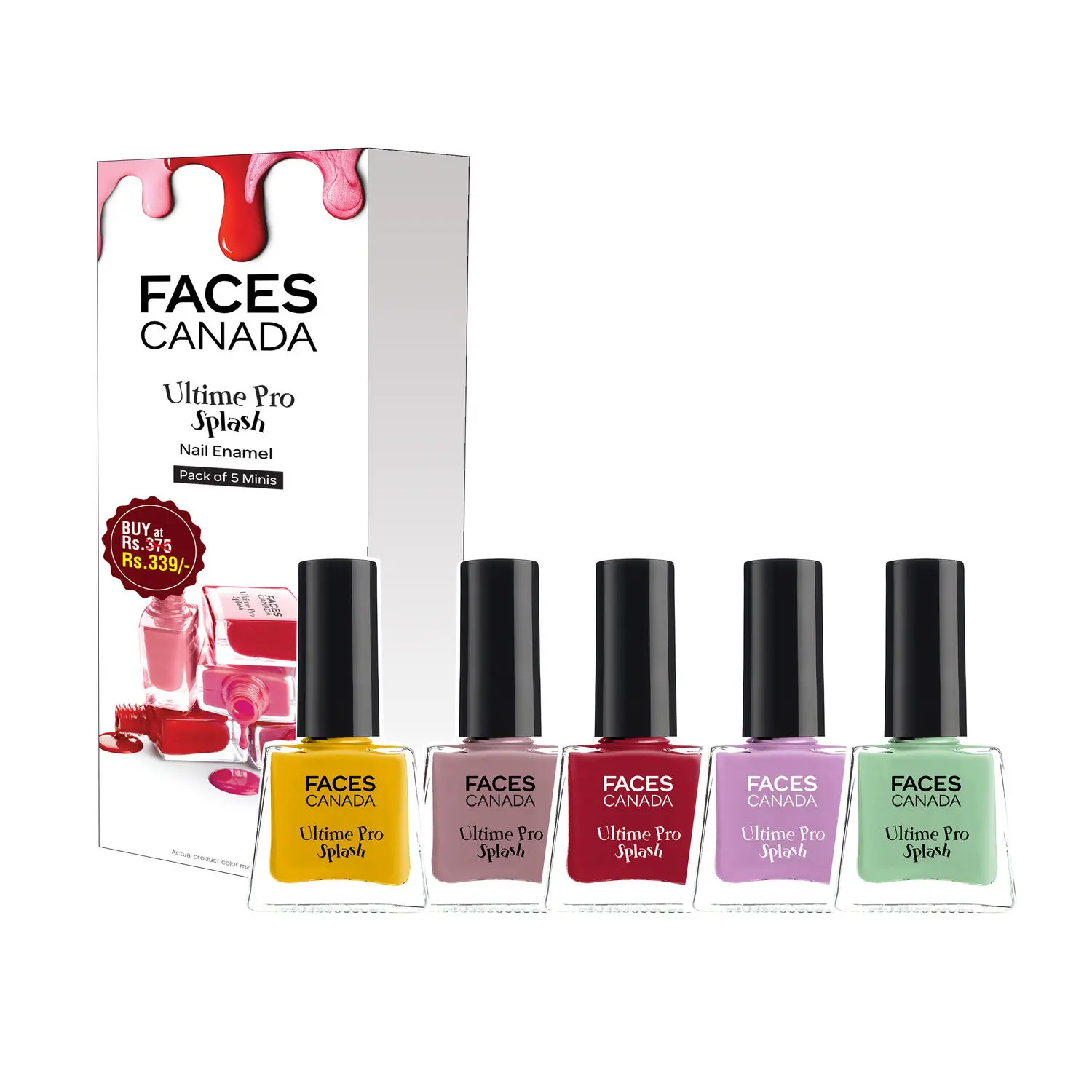 FACES CANADA Ultime Pro Splash Mini Nail Enamel I FloralDream+Royal Ruby+Linty+Viola+SunnySideUp I 25 ml