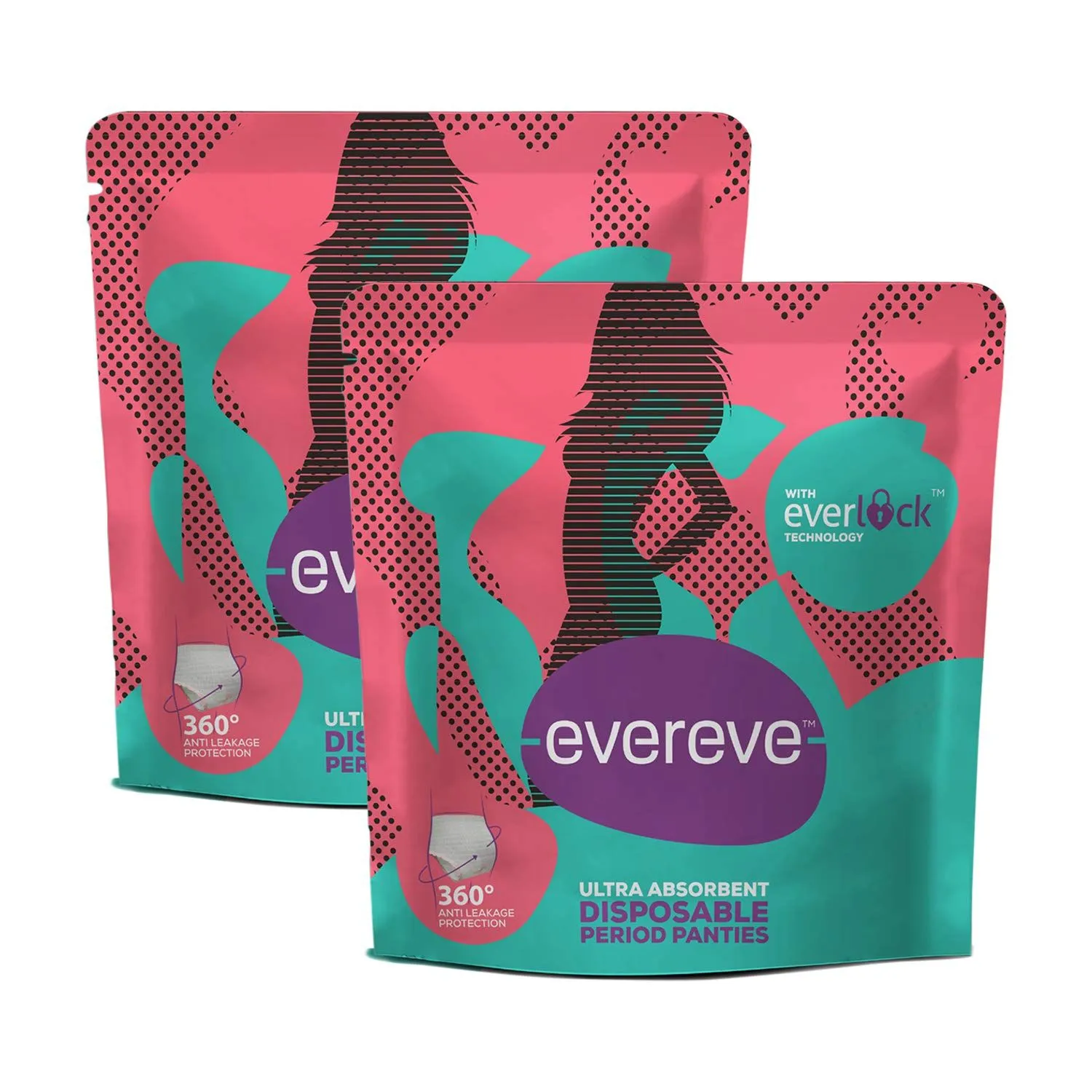 EverEve Ultra Absorbent Disposable Period Panties For Sanitary Protection, M-L (Pack oF 2) (4 Pcs)