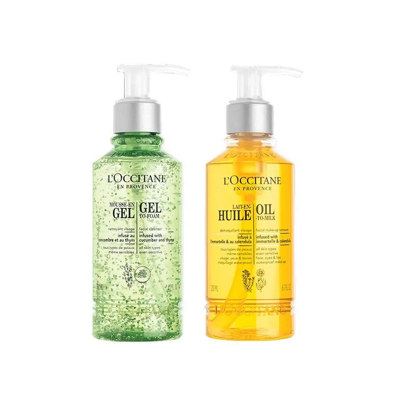 L'Occitane Combination Skin Double Cleansing Routine With Cleansing Oil & Gel Face Wash