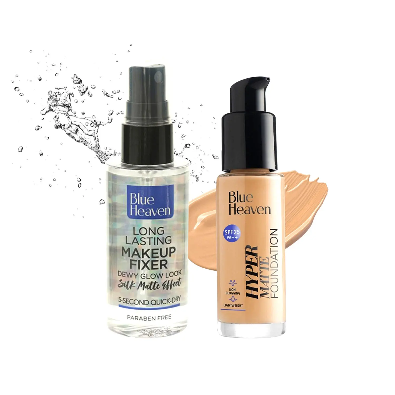 Blue Heaven Foundation & Makeup Fixer combo| Honey Tan shade| Setting Spray | Pack of 2