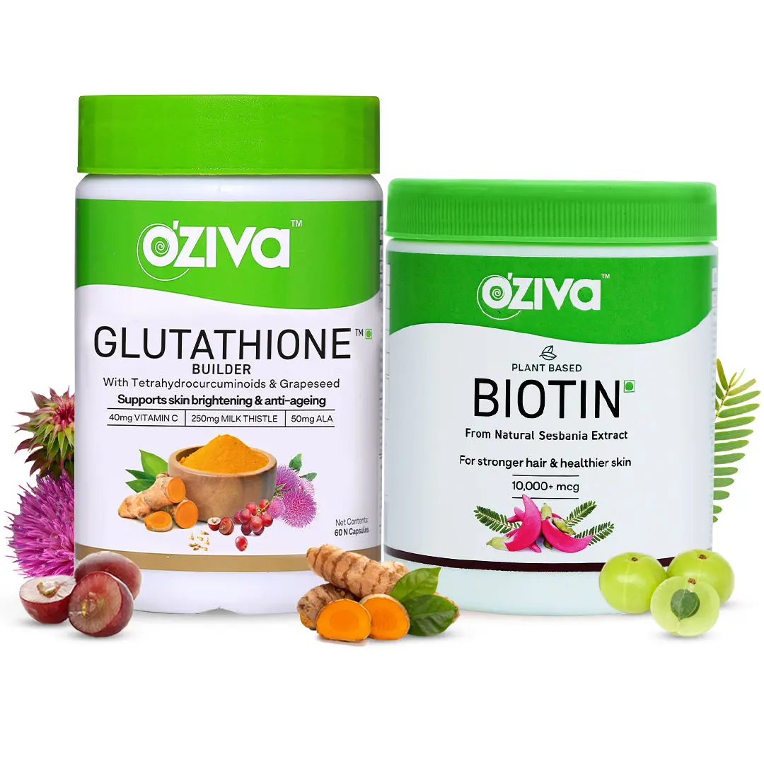 OZiva Skin Nourishment Combo (Plant Based Biotin + Glutathione Builder)