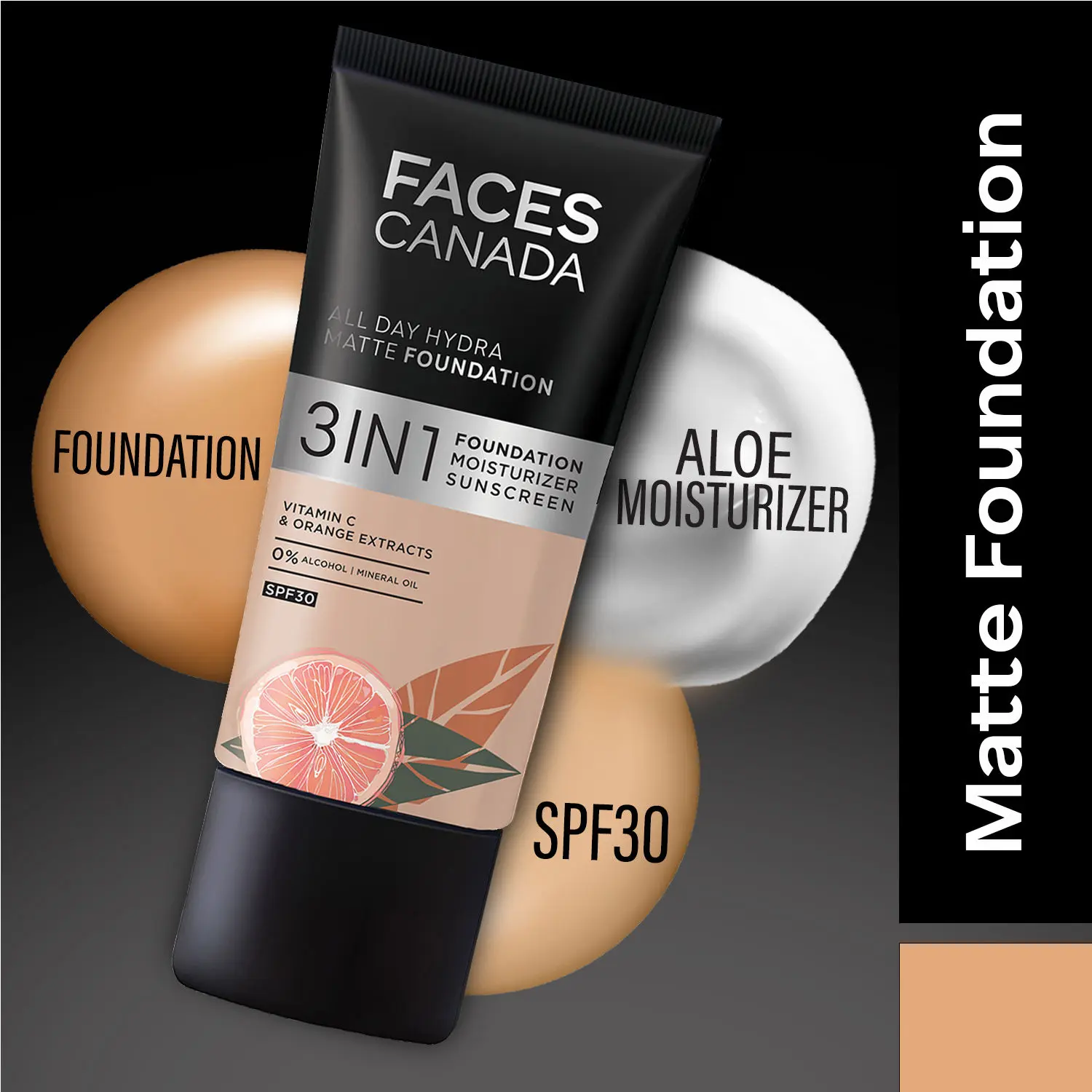 Faces Canada All Day Hydra Matte Foundation I 3 in 1 Matte Foundation + Moisturizer + SPF 30I 24 HR Aloe Hydration & Vitamin C I Rich Ivory 013 25 ml