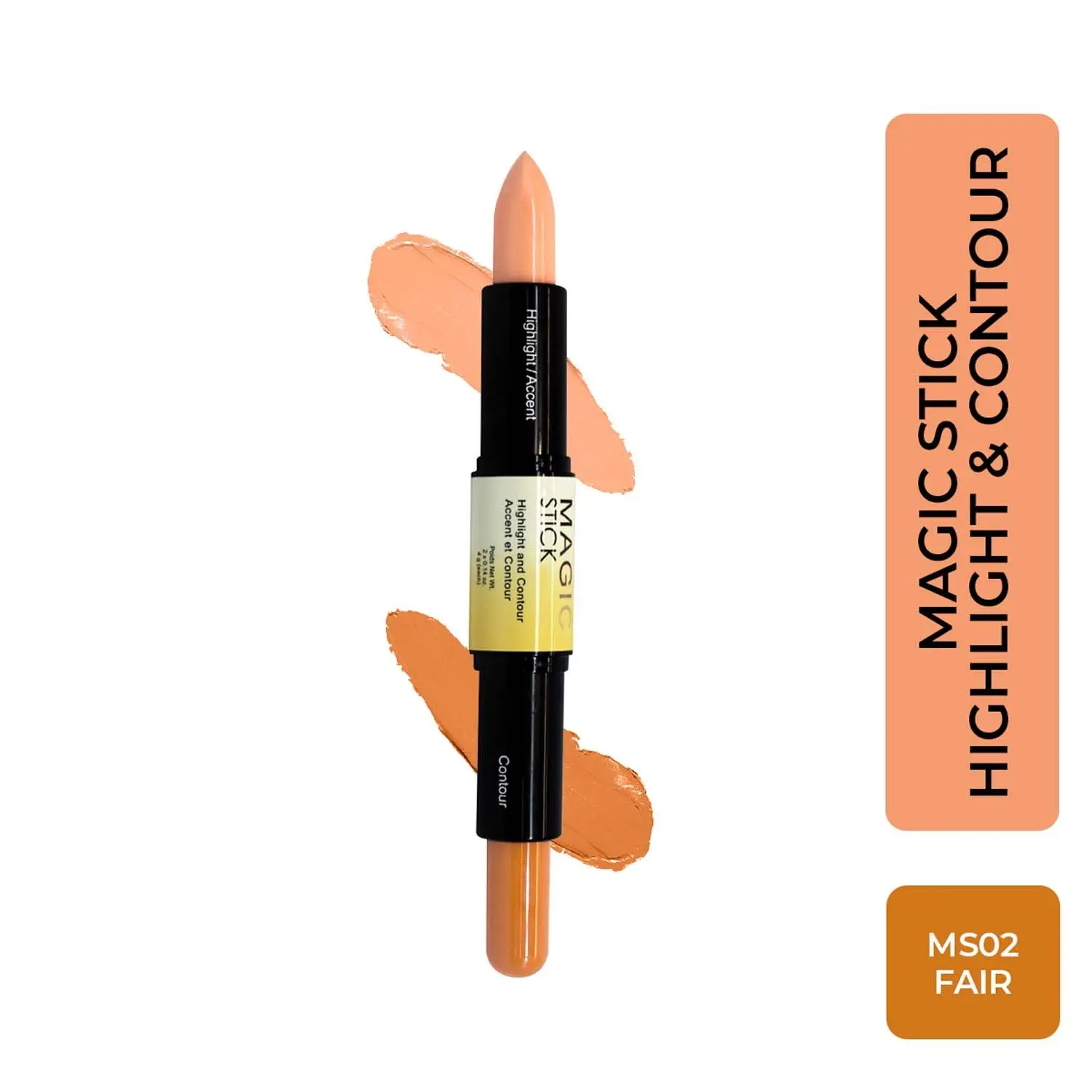 Half N Half Magic Stick 2 in 1 Cover Perfection , Highlight and contour & Accent Contour Concealer, Fair 02 (4gm Each)