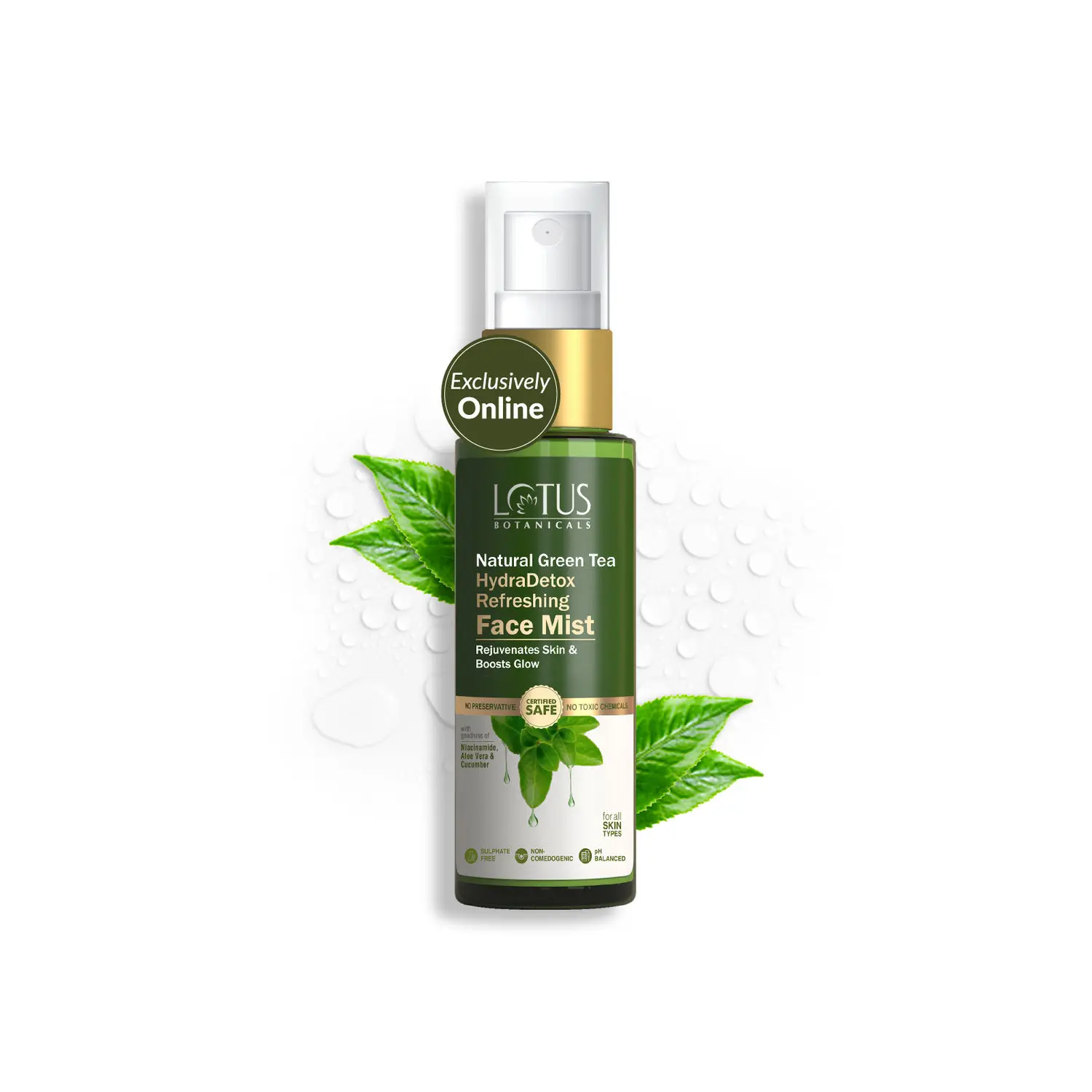Lotus Botanicals Natural Green Tea HydraDetox Refreshing Face Mist | Rejuvenates & Refreshes Skin | Boosts Glow | Tightens Pores | Reduces Skin Inflammation | Prevents Acne and Pimples | Preservative Free | For All Skin Types | 50g