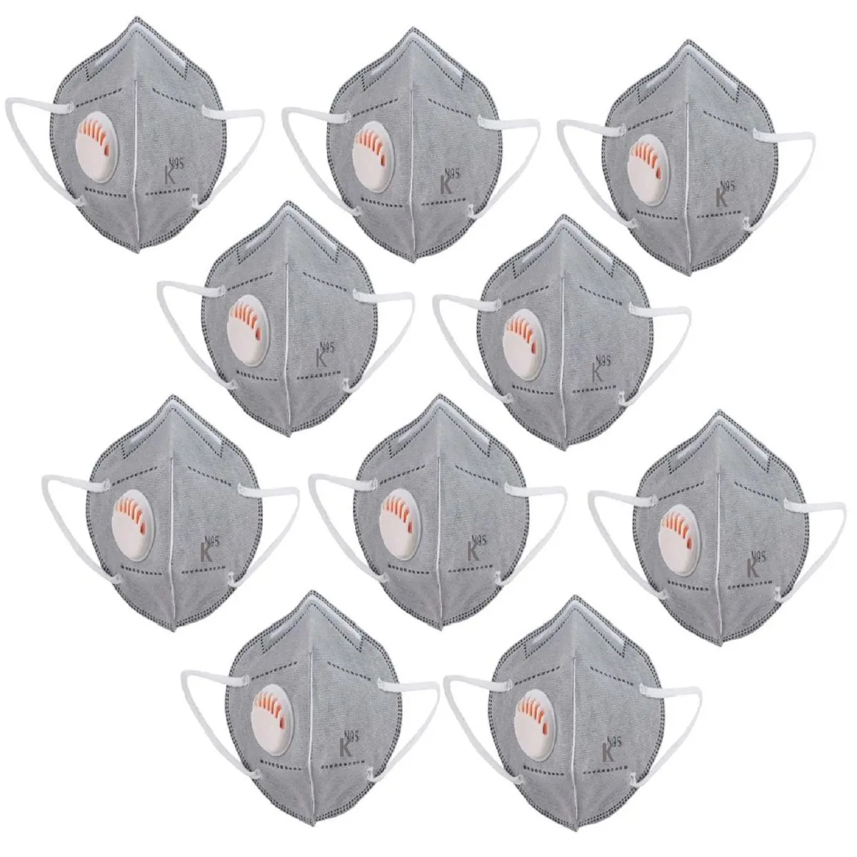 Fabula Pack of 10 Anti-Pollution Reusable 5 Layer Mask - Grey