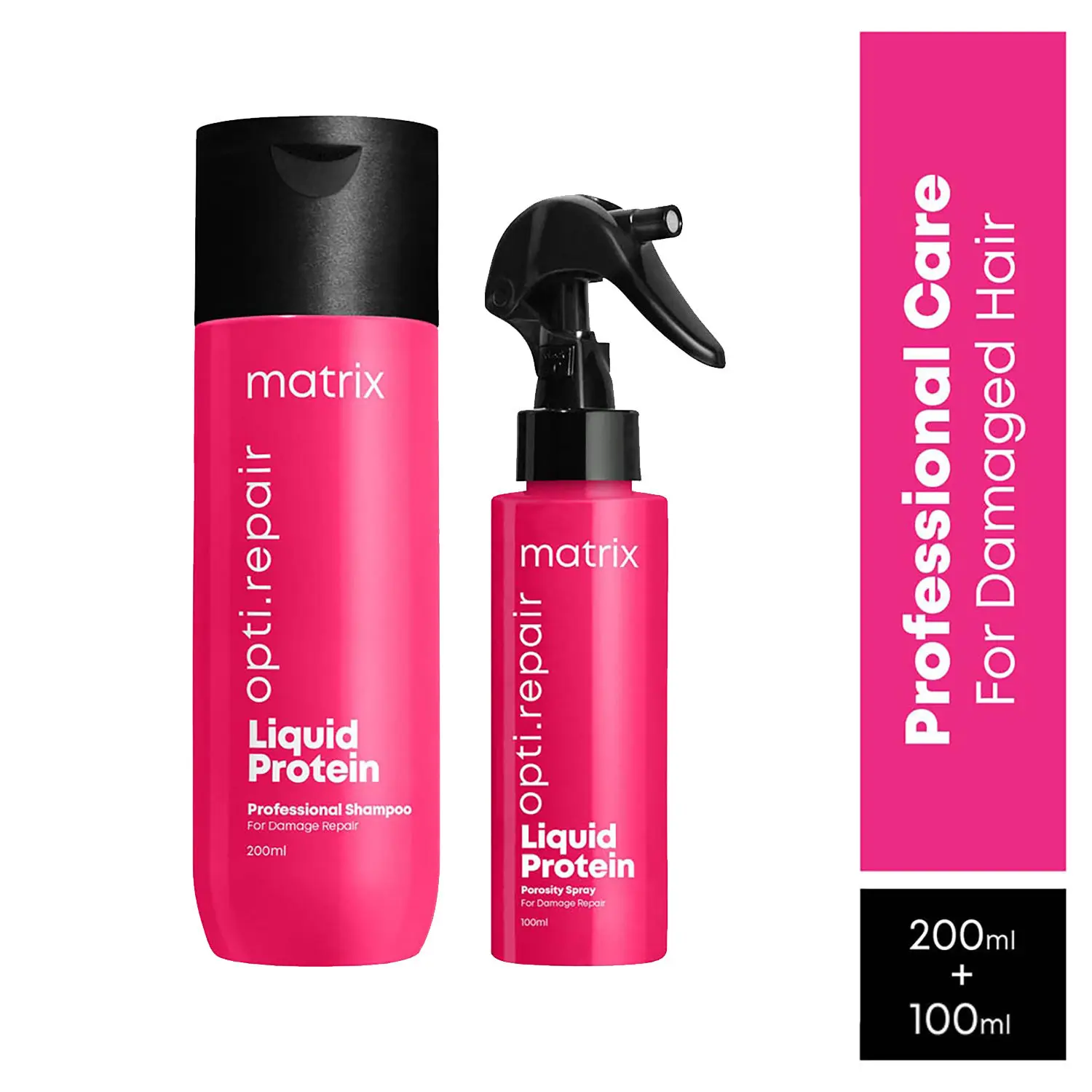 Matrix Opti.Repair Shampoo + Spray| With Liquid Protein | For Damaged Hair (200 + 100ml)