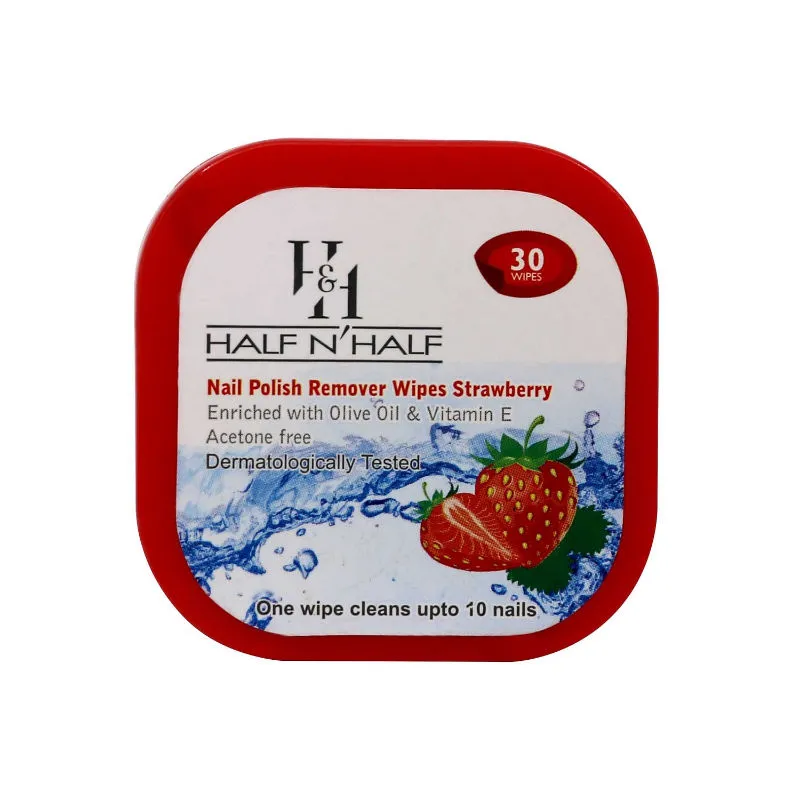 Half N Half Nail Polish Remover Wipes - Strawberry