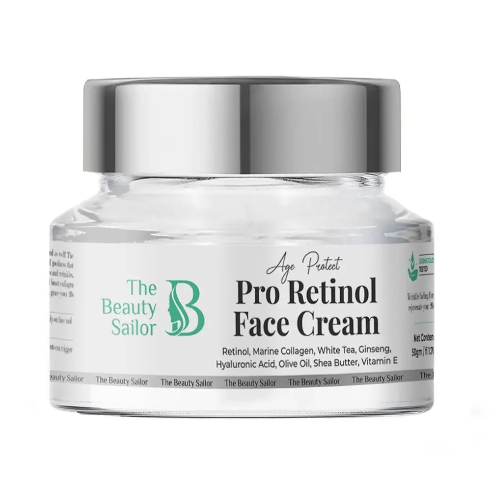 The Beauty Sailor Pro-Retinol Face Cream | Anti-Aging Day Night Cream with Hyaluronic Acid & Vitamin E Extracts | Lightens it | Suitable for Men and Women | 50gm