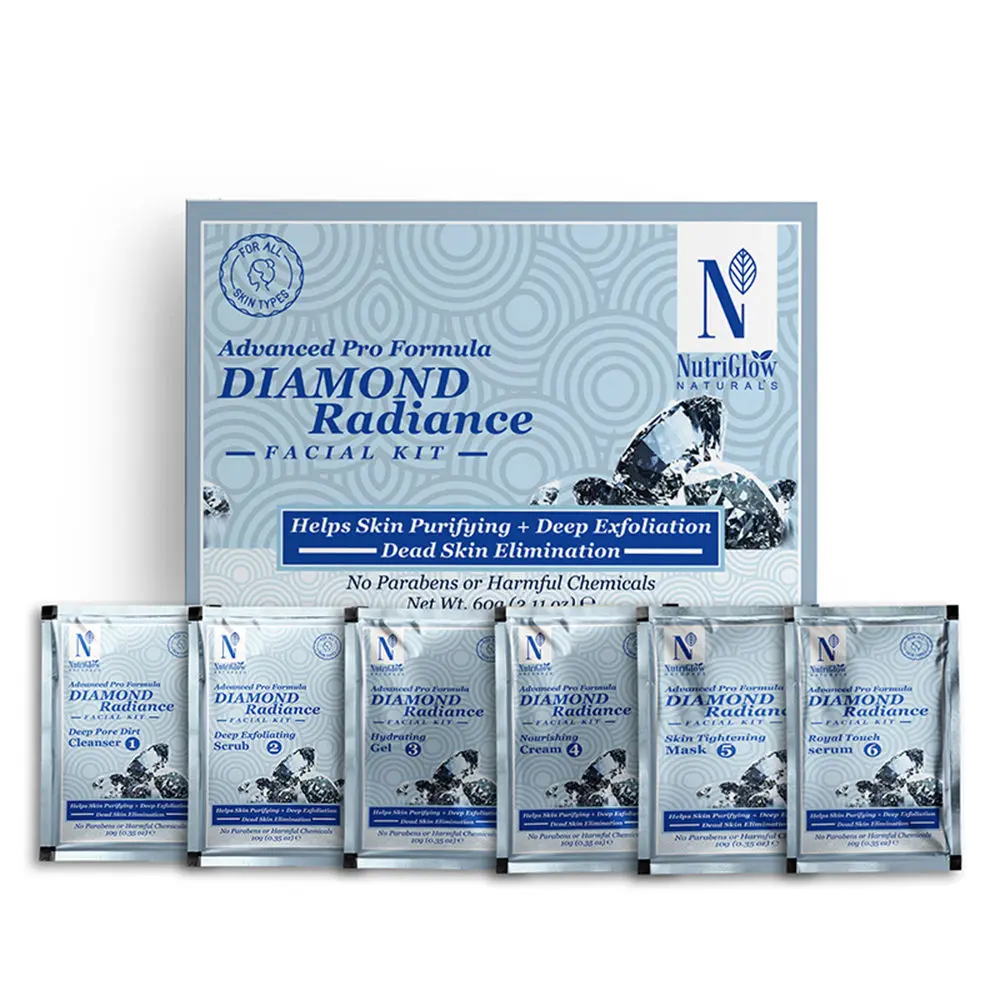 NutriGlow NATURAL'S Advanced Pro Formula Diamond Radiance Facial Kit For Deep Exfoliating, 60gm