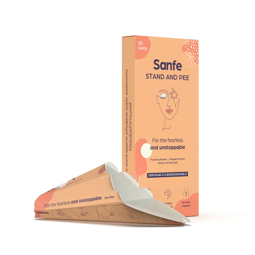 Sanfe Stand and Pee Personal Hygiene and Sanitation Device for Female - Pack of 20