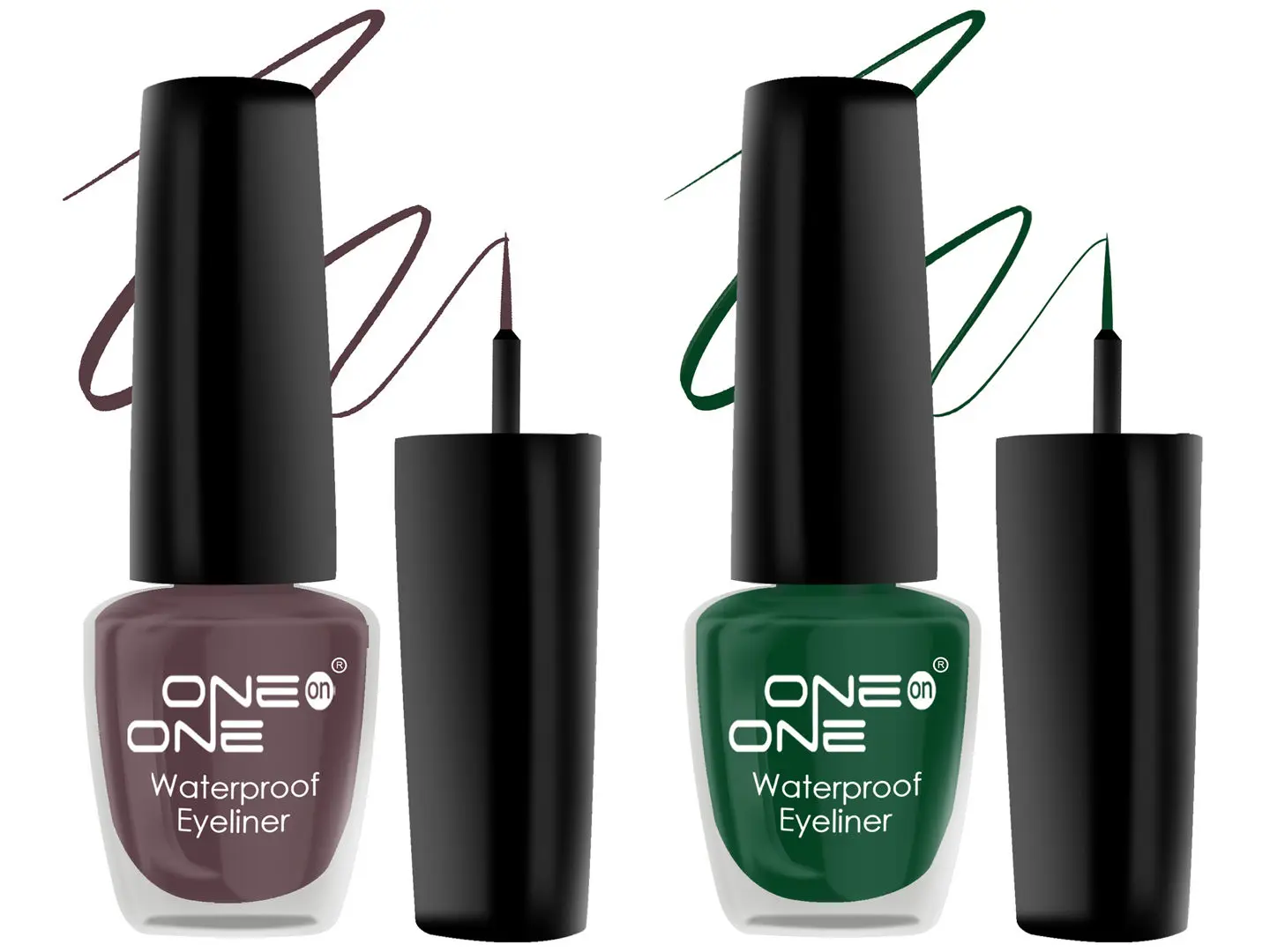 ONE on ONE 24 Hrs Long Lasting & Waterproof Eyeliner, Set of 2 Metallic Green and Matte Brown 