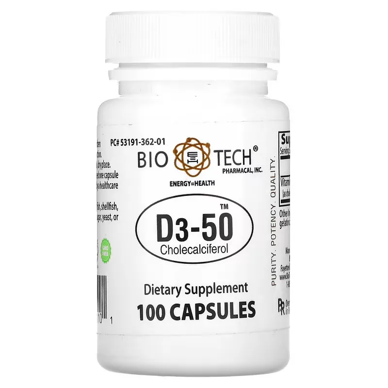 D3-50, Cholecalciferol, 100 Capsules