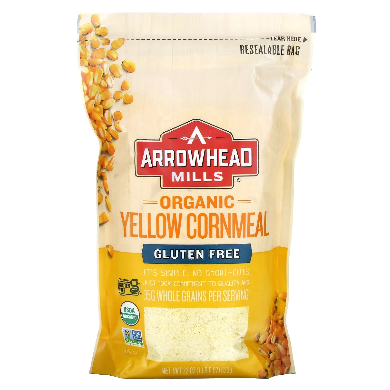 Organic Yellow Cornmeal, 22 oz (623 g)