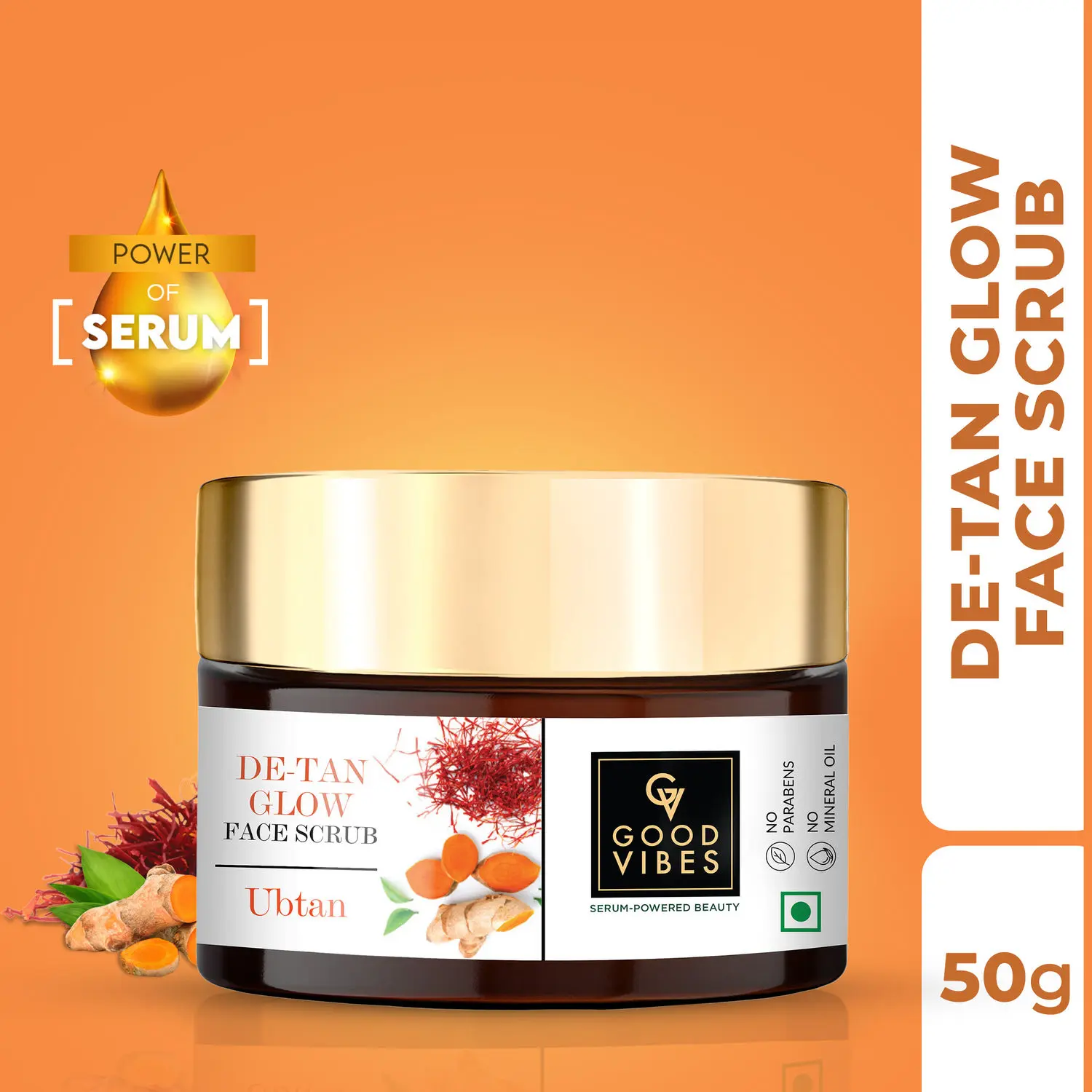 Good Vibes De-Tan Glow Face Scrub- Ubtan with Power Of Serum (50g)