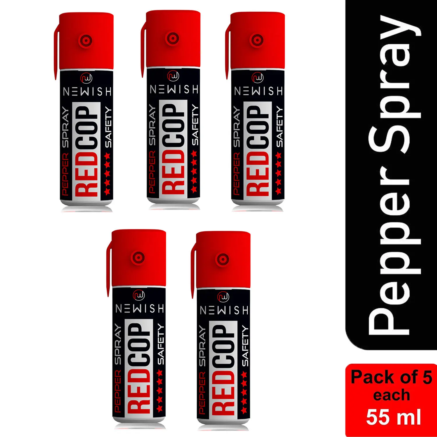 Newish Powerful Pepper Spray Self Defence for Women (35 gm / 55 ml) (Red, Pack of 5)