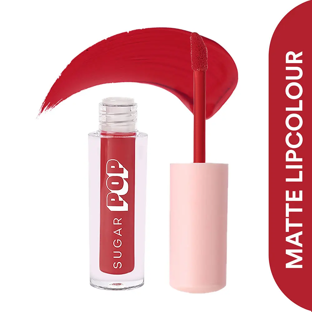 SUGAR POP Matte Lipcolour - 01 Chilli (Cherry Red) a€“ 1.6 ml - Red Lipstick for Women  Smudge Proof