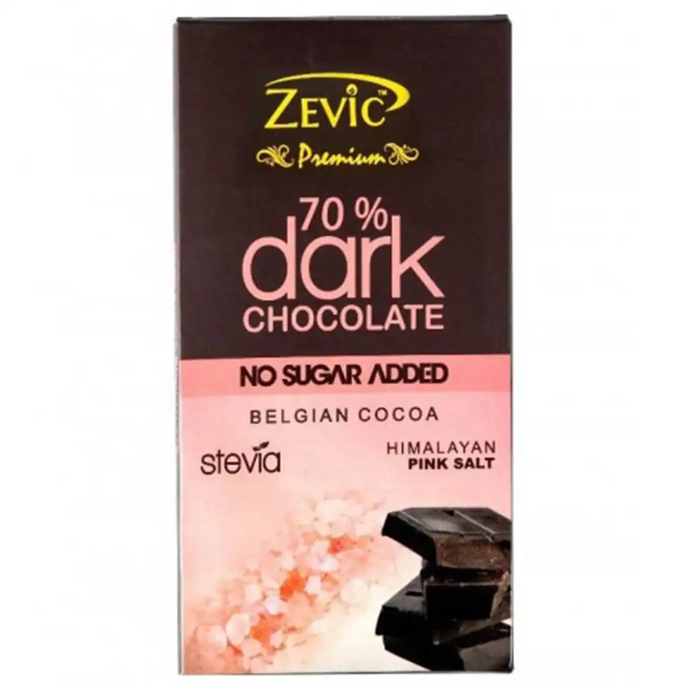 Zevic 70% Dark Chocolate Stevia 90 g,  18 Piece(s)/Pack  Himalayan Pink Salt