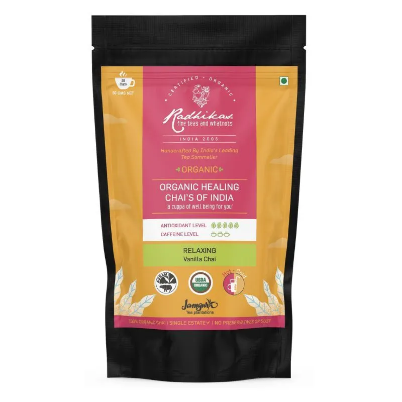 Radhikas Relaxing Vanilla Chai, Certified Organic, Assam CTC Chai, Cold & Hot Brew