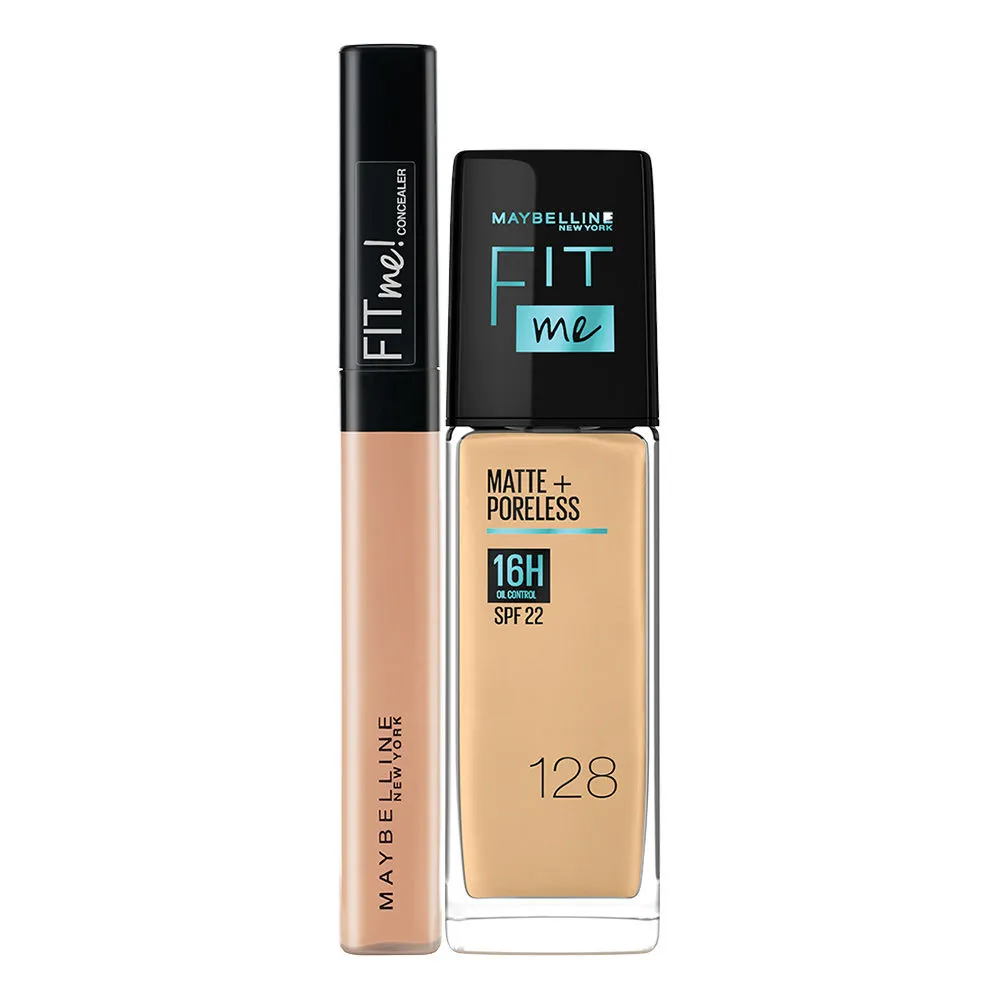 Maybelline New York Fit Me Foundation 128 Warm Nude + Fit Me Concealer 25 Medium Combo