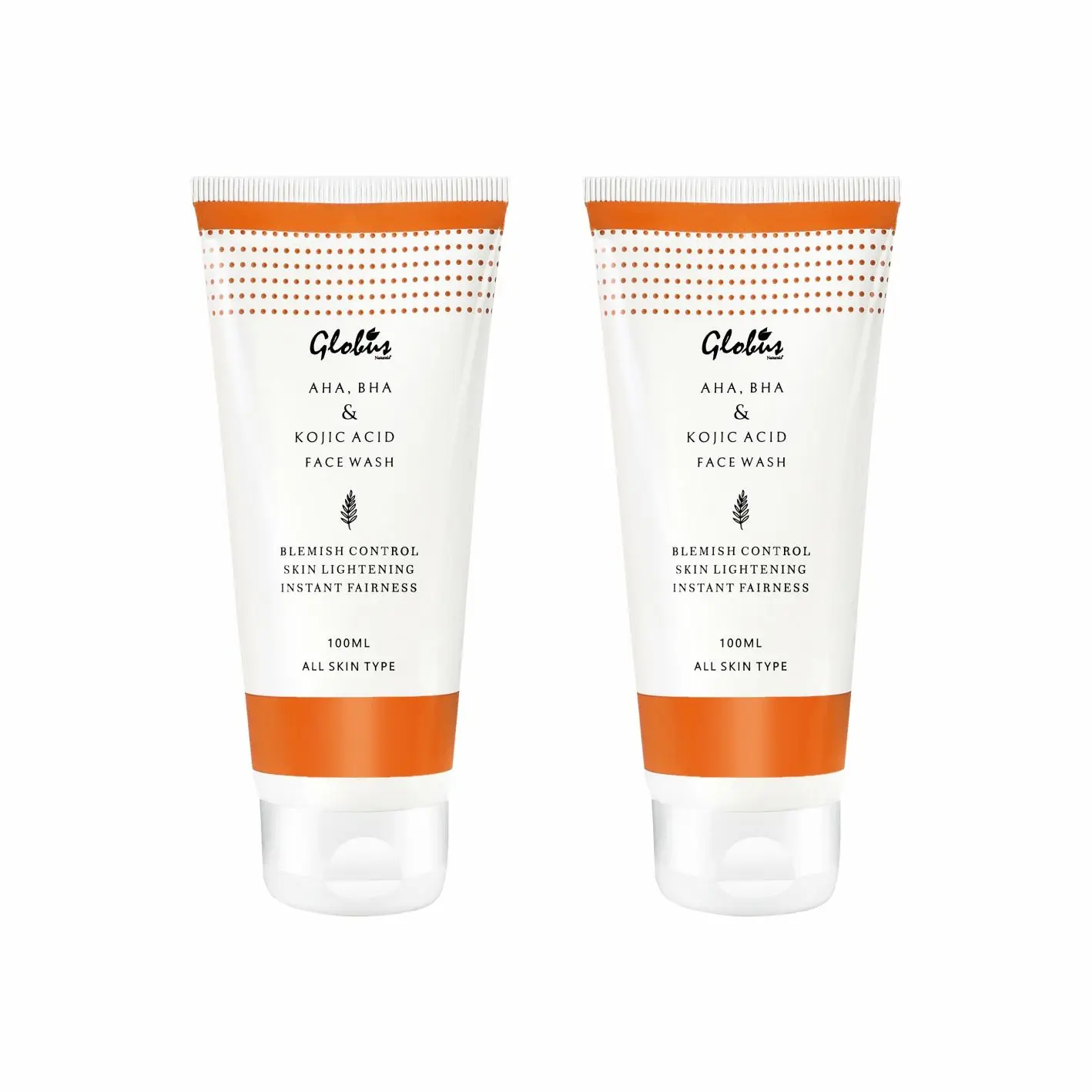 Globus Naturals Youth Extended - Exfoliating Face Wash Cleanser with AHA, BHA & Kojic Acid (100 ml) Pack Of 2