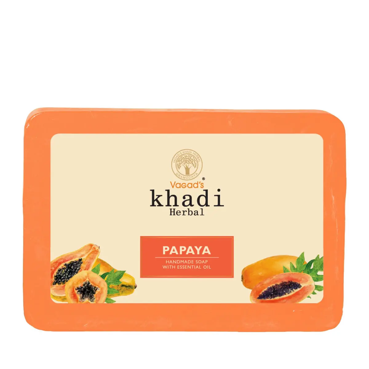 Vagad's Khadi Papaya Soap 125gm | Reduce irregular pigmentation | | Free from Parabens | Silicon Free (Pack of 3)